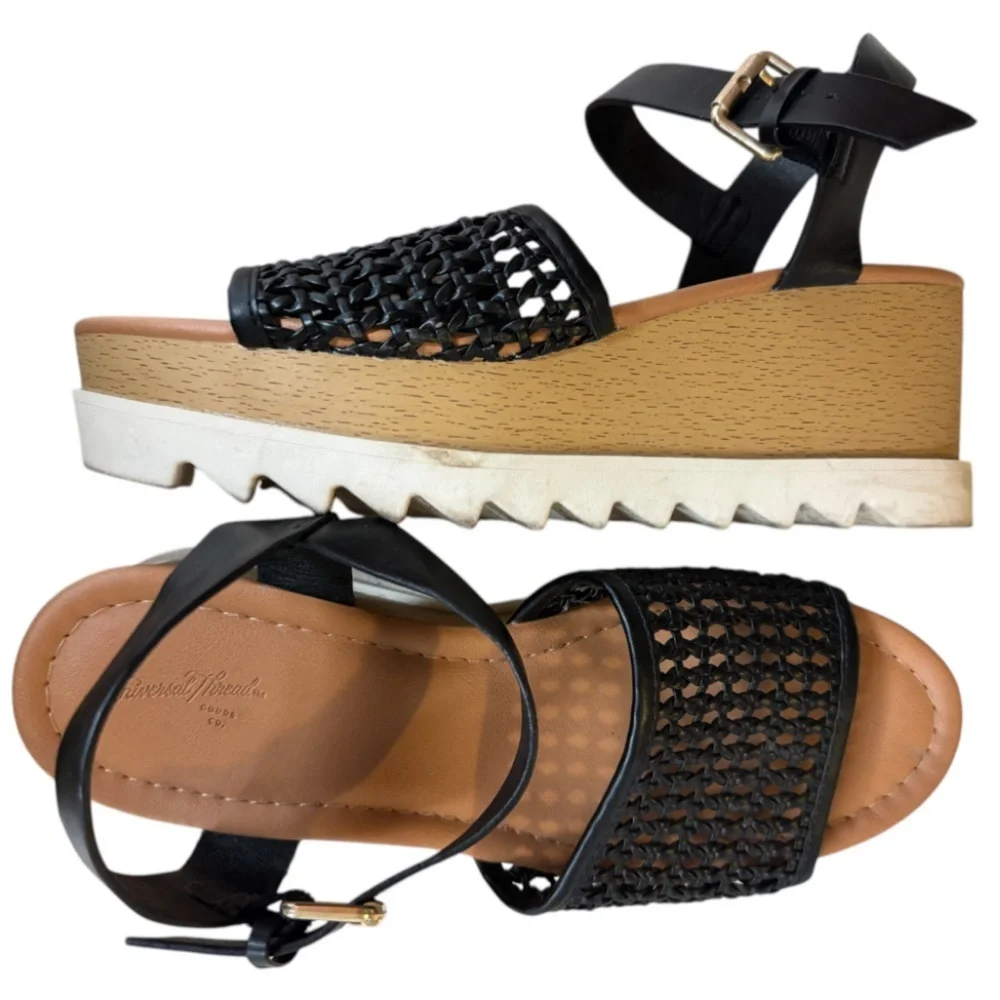 Faux leather & Woven Platform Sandals -SZ 8.5 - Picture 2 of 5